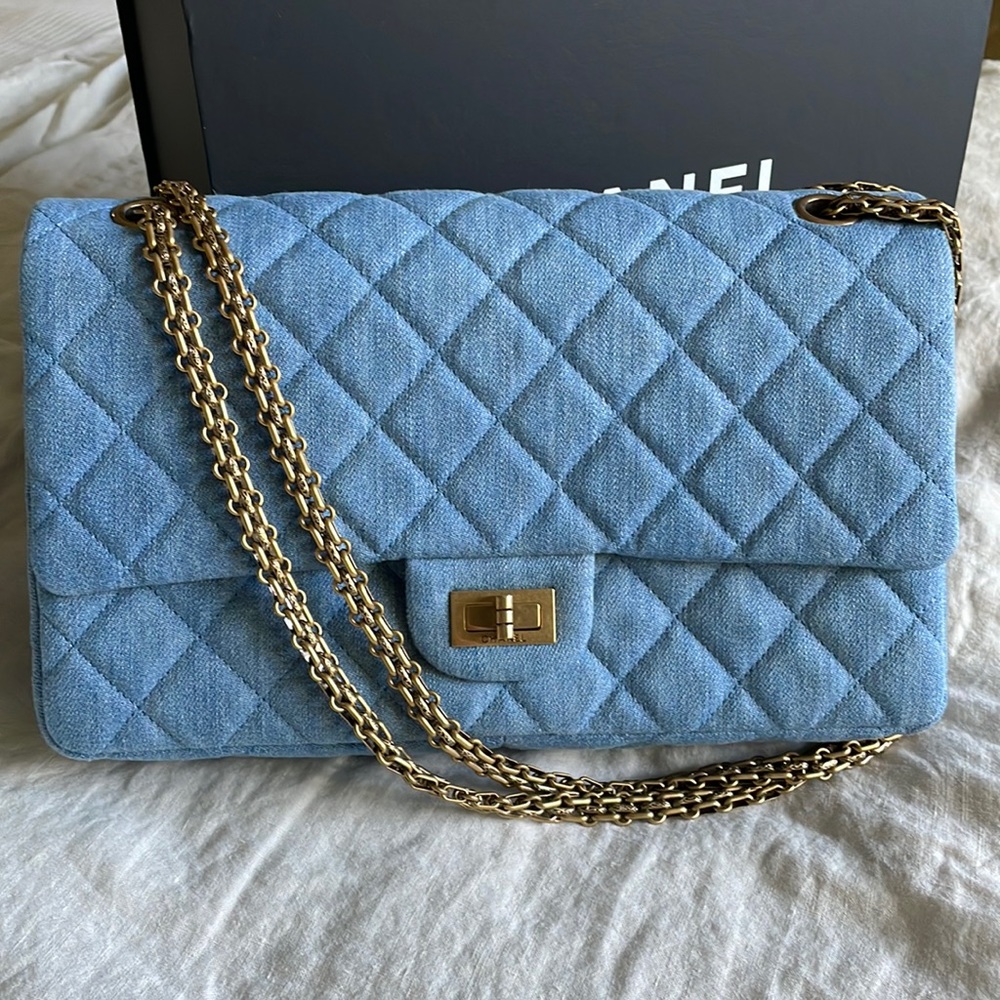 CHANEL Classic Denim Reissue 226 Quilted Double Flap Bag